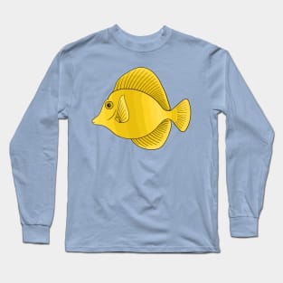 Yellow tang fish cartoon illustration Long Sleeve T-Shirt